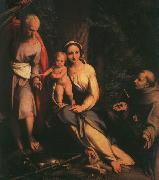 CORNELISZ VAN OOSTSANEN, Jacob, The Rest on the Flight to Egypt with Saint Francis dfb